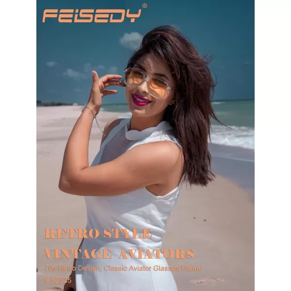 FEISEDY Retro Square Aviator Sunglasses Women Men 70s Vintage Trendy Plastic Frame Sun Glasses B2835011 Light Blue FrameGradient Brown Lens