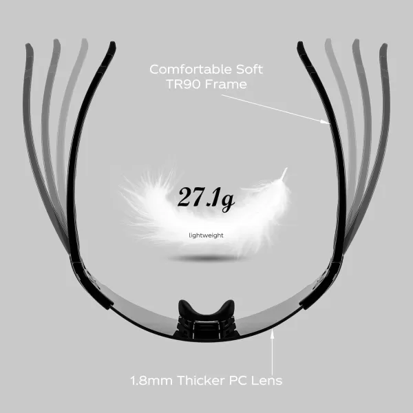 FEISEDY Rimless Sports Sunglasses for Men Women Tr90 Frame for Cycling Fishing Running B0116Black Frame Grey Lens