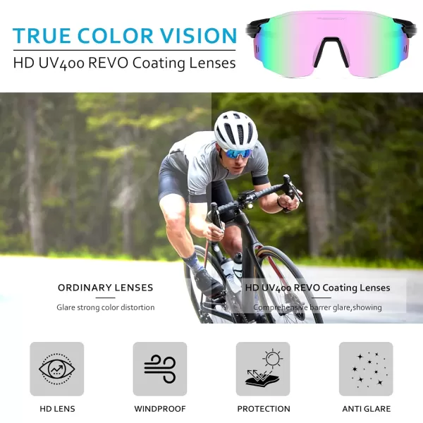 FEISEDY Rimless Sports Sunglasses for Men Women Tr90 Frame for Cycling Fishing Running B0116Black Frame Pink Mirrored Lens