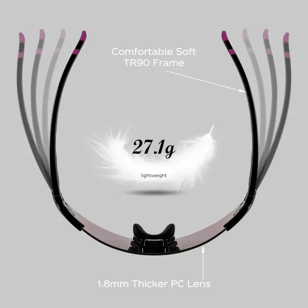 FEISEDY Rimless Sports Sunglasses for Men Women Tr90 Frame for Cycling Fishing Running B0116Black Frame Pink Mirrored Lens