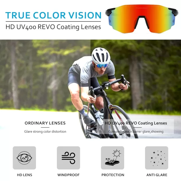 FEISEDY Rimless Sports Sunglasses for Men Women Tr90 Frame for Cycling Fishing Running B0116Black Frame Red Mirrored Lens