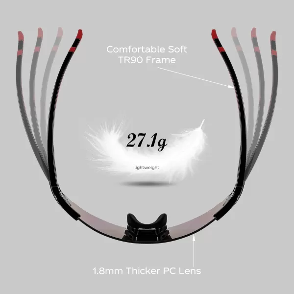 FEISEDY Rimless Sports Sunglasses for Men Women Tr90 Frame for Cycling Fishing Running B0116Black Frame Red Mirrored Lens