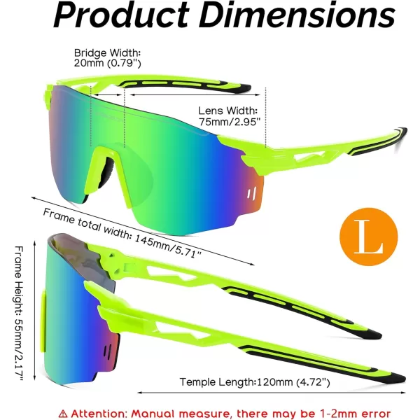 FEISEDY Rimless Sports Sunglasses for Men Women Tr90 Frame for Cycling Fishing Running B0116Fluorescent Green Frame Green Mirrored Lens