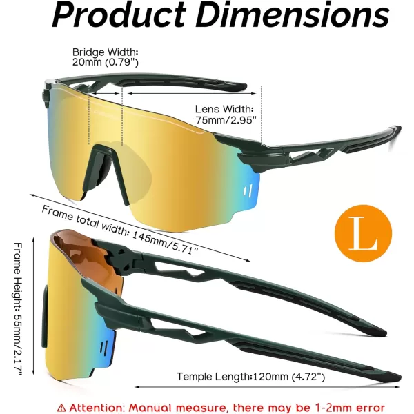 FEISEDY Rimless Sports Sunglasses for Men Women Tr90 Frame for Cycling Fishing Running B0116Olive Green Frame Gold Mirrored Lens