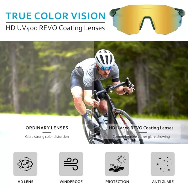 FEISEDY Rimless Sports Sunglasses for Men Women Tr90 Frame for Cycling Fishing Running B0116Olive Green Frame Gold Mirrored Lens