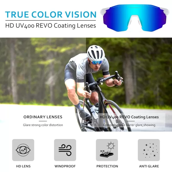 FEISEDY Rimless Sports Sunglasses for Men Women Tr90 Frame for Cycling Fishing Running B0116White Frame Blue Mirrored Lens