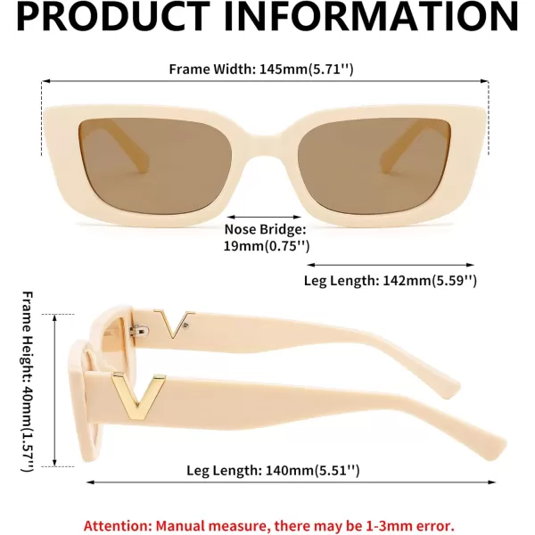 FEISEDY Small Rectangle Sunglasses for Women Men Vintage Trendy Y2K Rectangular Sunglasses B9066Beige