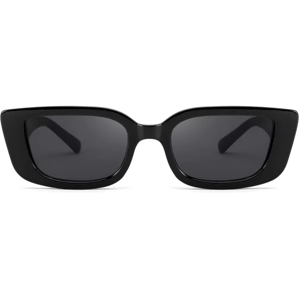 FEISEDY Small Rectangle Sunglasses for Women Men Vintage Trendy Y2K Rectangular Sunglasses B9066Black