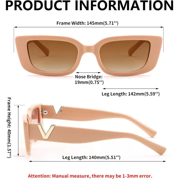 FEISEDY Small Rectangle Sunglasses for Women Men Vintage Trendy Y2K Rectangular Sunglasses B9066Black  Beige Pink