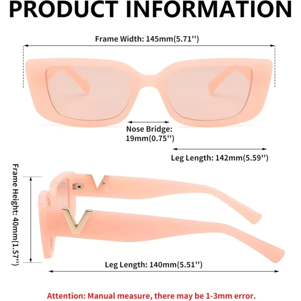 FEISEDY Small Rectangle Sunglasses for Women Men Vintage Trendy Y2K Rectangular Sunglasses B9066Blackpink