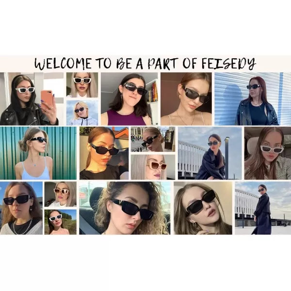 FEISEDY Small Rectangle Sunglasses for Women Men Vintage Trendy Y2K Rectangular Sunglasses B9066Champagne