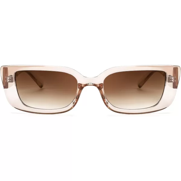 FEISEDY Small Rectangle Sunglasses for Women Men Vintage Trendy Y2K Rectangular Sunglasses B9066Champagne