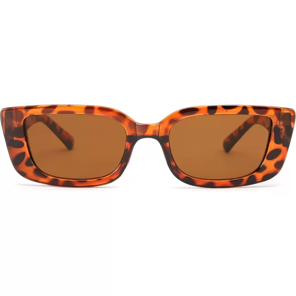 FEISEDY Small Rectangle Sunglasses for Women Men Vintage Trendy Y2K Rectangular Sunglasses B9066Leopard