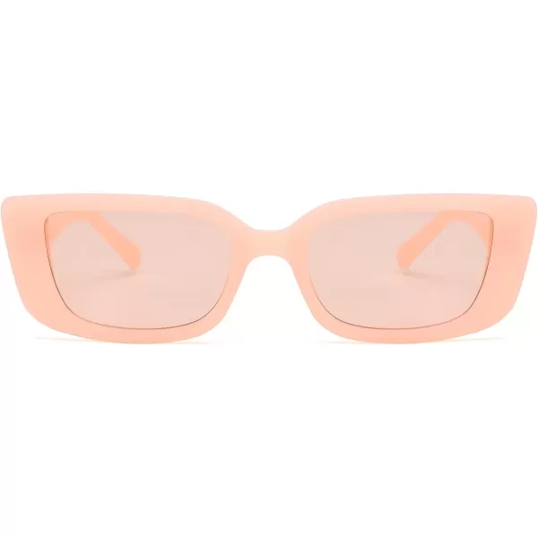 FEISEDY Small Rectangle Sunglasses for Women Men Vintage Trendy Y2K Rectangular Sunglasses B9066Pink