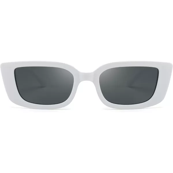 FEISEDY Small Rectangle Sunglasses for Women Men Vintage Trendy Y2K Rectangular Sunglasses B9066White