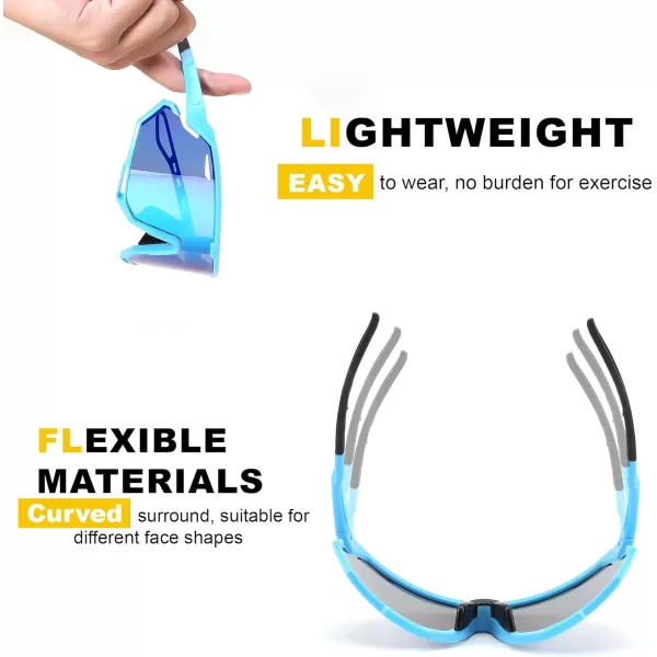 FEISEDY Sport Sunglasses for Men Women Cycling Glasses with UV Protection for Baseball Ski Runing Golf B0082Blue FrameBlue Mirror