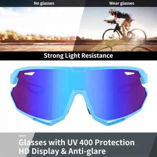 FEISEDY Sport Sunglasses for Men Women Cycling Glasses with UV Protection for Baseball Ski Runing Golf B0082Blue FrameBlue Mirror