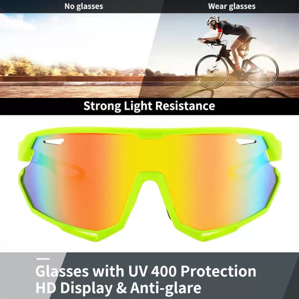 FEISEDY Sport Sunglasses for Men Women Cycling Glasses with UV Protection for Baseball Ski Runing Golf B0082Green FrameRed Mirror