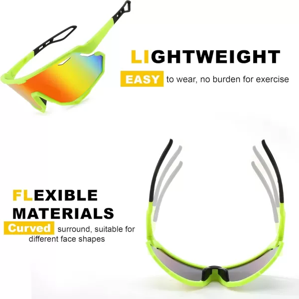FEISEDY Sport Sunglasses for Men Women Cycling Glasses with UV Protection for Baseball Ski Runing Golf B0082Green FrameRed Mirror