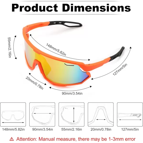 FEISEDY Sport Sunglasses for Men Women Cycling Glasses with UV Protection for Baseball Ski Runing Golf B0082Orange FrameRed Mirror