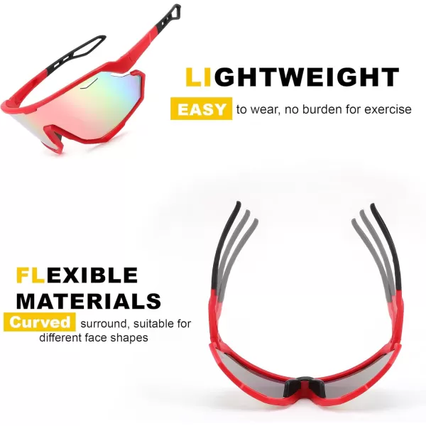FEISEDY Sport Sunglasses for Men Women Cycling Glasses with UV Protection for Baseball Ski Runing Golf B0082Red FramePink Mirror