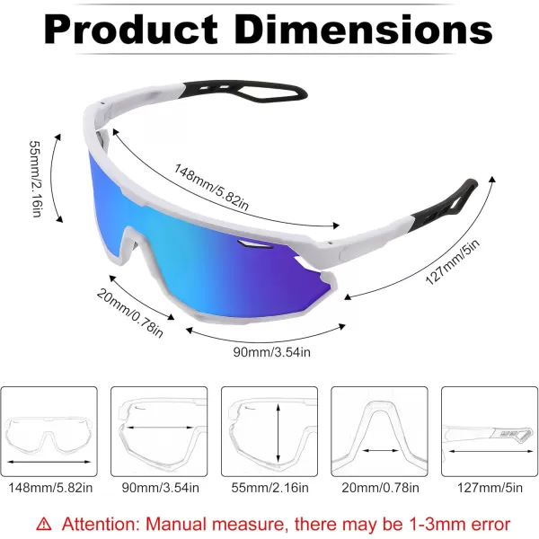 FEISEDY Sport Sunglasses for Men Women Cycling Glasses with UV Protection for Baseball Ski Runing Golf B0082White FrameBlue Mirror