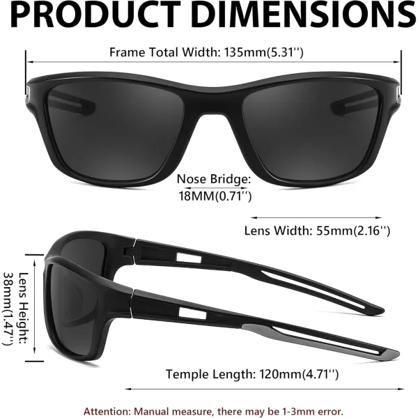 FEISEDY Sports Polarized Sunglasses For Men Women Cycling Driving Fishing Running UV400 Protection B0125Black Frame  Grey Lens