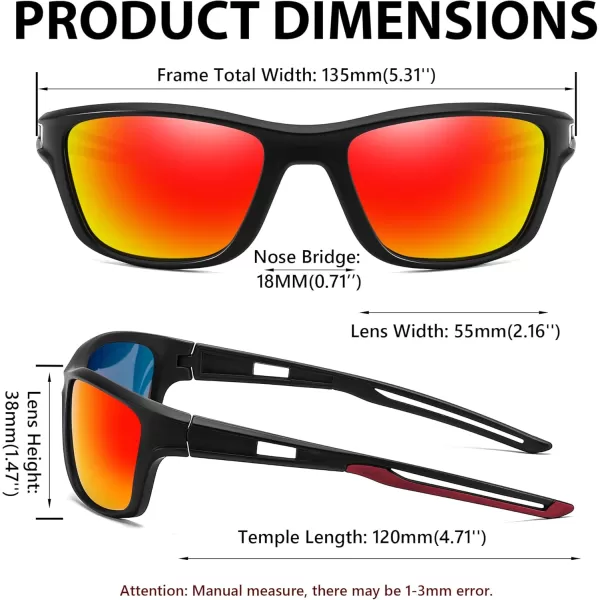 FEISEDY Sports Polarized Sunglasses For Men Women Cycling Driving Fishing Running UV400 Protection B0125Black Frame  Orange Mirror Lens