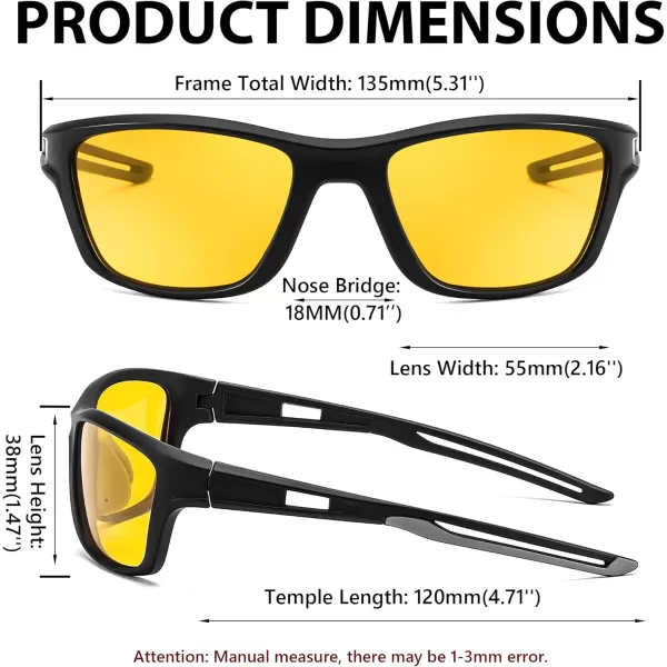 FEISEDY Sports Polarized Sunglasses For Men Women Cycling Driving Fishing Running UV400 Protection B0125Black Frame  Yellow Lens
