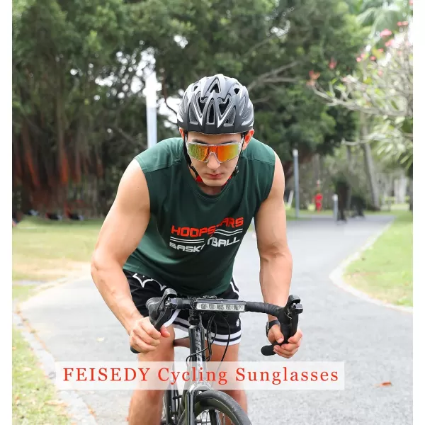 FEISEDY Sports Sunglasses Polarized Oversized Shield for Women Men Youth Baseball Cycling Running Outdoor Visor B2988001 Transparent Frame  Red Mirror Lens