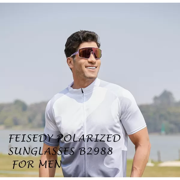 FEISEDY Sports Sunglasses Polarized Oversized Shield for Women Men Youth Baseball Cycling Running Outdoor Visor B2988002 Pink Camouflage Frame  Purple Lens
