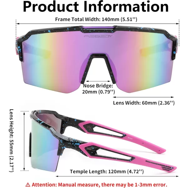 FEISEDY Sports Sunglasses for Men Women Baseball Cycling Running Driving Glasses UV400 B0088Black Frame Purple Mirror Lens