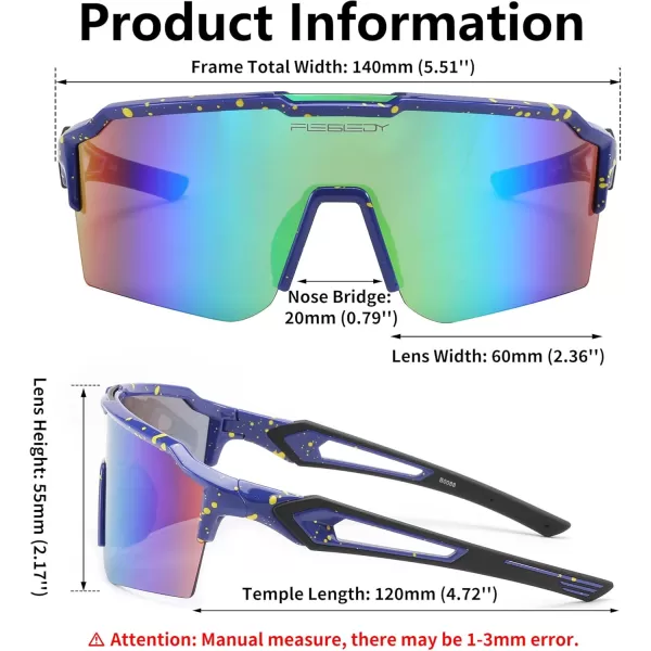 FEISEDY Sports Sunglasses for Men Women Baseball Cycling Running Driving Glasses UV400 B0088Blue Frame Green Lens