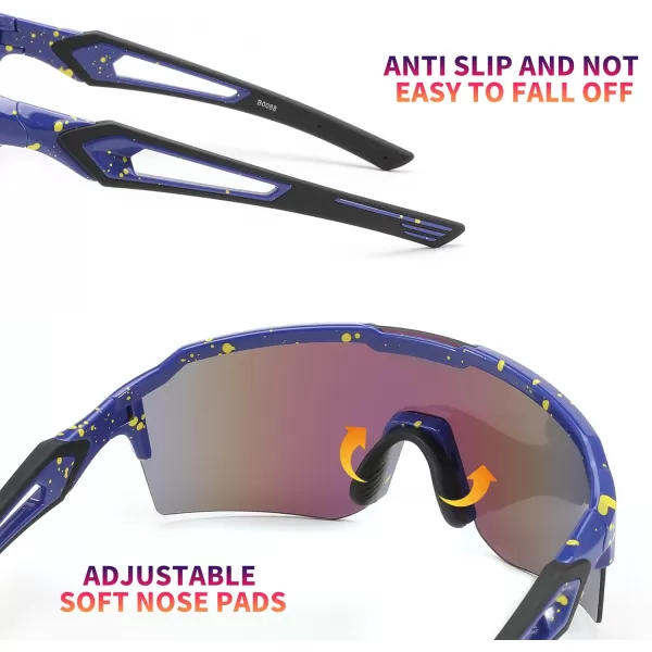 FEISEDY Sports Sunglasses for Men Women Baseball Cycling Running Driving Glasses UV400 B0088Blue Frame Green Lens