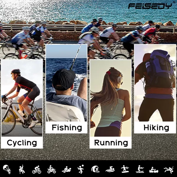 FEISEDY Sports Sunglasses for Men Women Baseball Cycling Running Driving Glasses UV400 B0088Green Frame Gold Mirror Lens