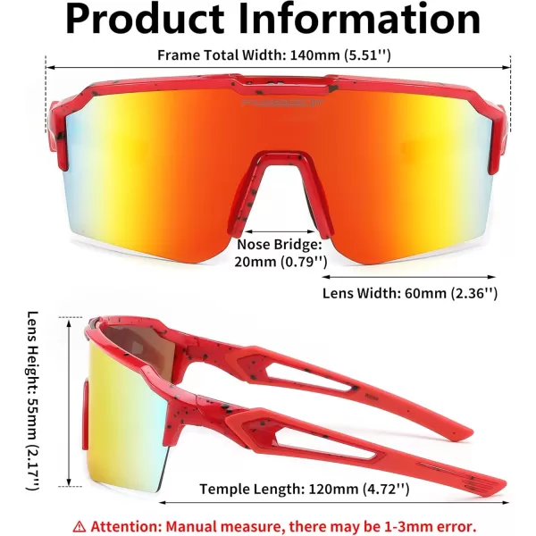 FEISEDY Sports Sunglasses for Men Women Baseball Cycling Running Driving Glasses UV400 B0088Red Frame Red Mirror Lens