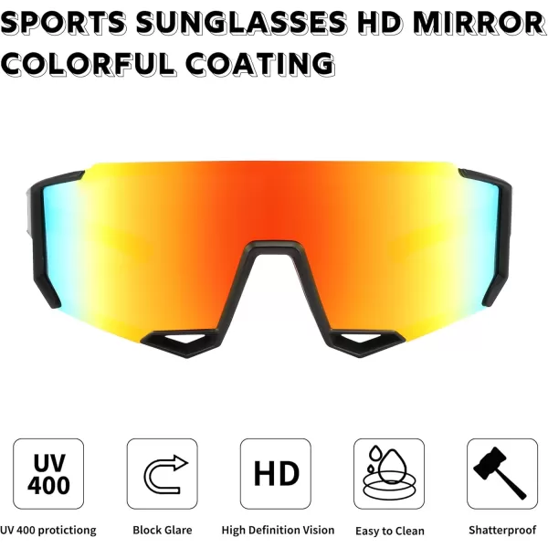 FEISEDY Sports Sunglasses for Men Women Cycling Running Fishing Shades Sun Glasses B0130Black Frame Red Mirrored Lens