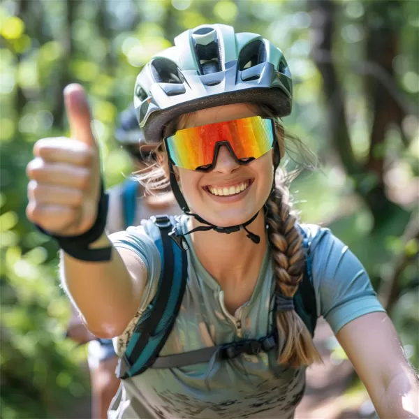 FEISEDY Sports Sunglasses for Men Women Cycling Running Fishing Shades Sun Glasses B0130Black Frame Red Mirrored Lens