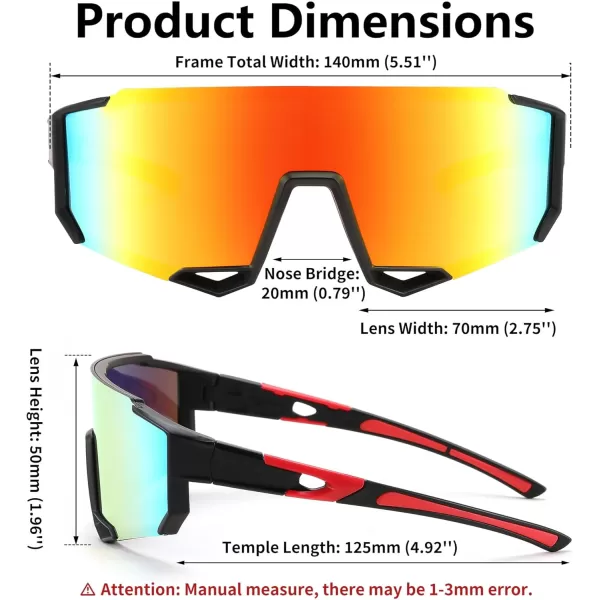 FEISEDY Sports Sunglasses for Men Women Cycling Running Fishing Shades Sun Glasses B0130Black Frame Red Mirrored Lens