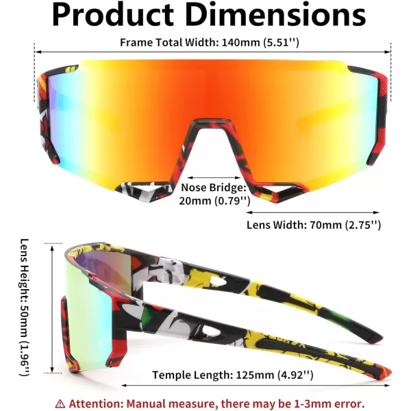 FEISEDY Sports Sunglasses for Men Women Cycling Running Fishing Shades Sun Glasses B0130Camouflage Frame Red Mirrored Lens