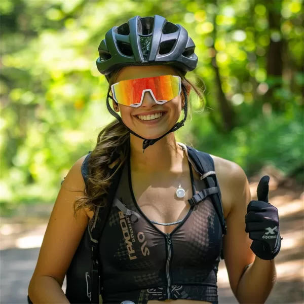 FEISEDY Sports Sunglasses for Men Women Cycling Running Fishing Shades Sun Glasses B0130White Frame Red Mirrored Lens