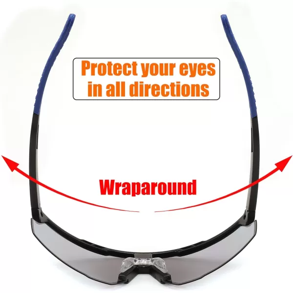 FEISEDY Sports Sunglasses for Men and Women UV400 Protection Cycling Goggles Golf Baseball Driving Fishing B0022Black Frame Blue Mirrored Lens