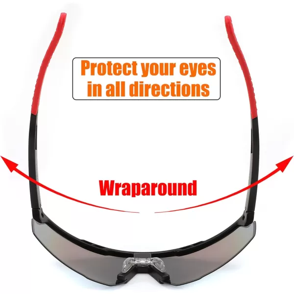 FEISEDY Sports Sunglasses for Men and Women UV400 Protection Cycling Goggles Golf Baseball Driving Fishing B0022Black Frame Gold Mirrored Lens