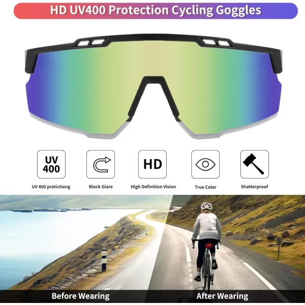 FEISEDY Sports Sunglasses for Men and Women UV400 Protection Cycling Goggles Golf Baseball Driving Fishing B0022Black Frame Gold Mirrored Lens