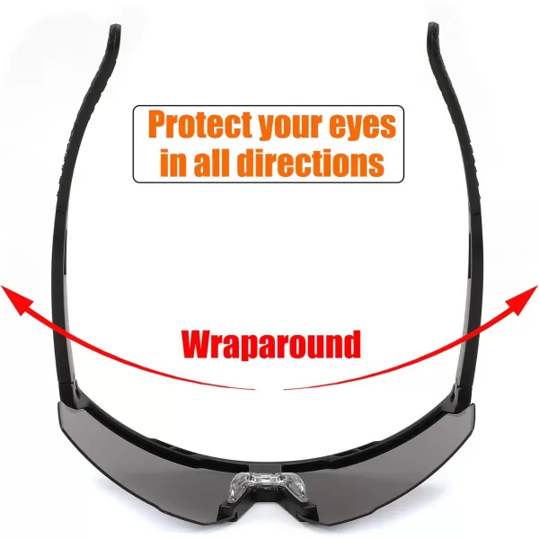 FEISEDY Sports Sunglasses for Men and Women UV400 Protection Cycling Goggles Golf Baseball Driving Fishing B0022Black Frame Grey Lens