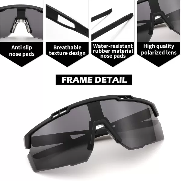 FEISEDY Sports Sunglasses for Men and Women UV400 Protection Cycling Goggles Golf Baseball Driving Fishing B0022Black Frame Grey Lens