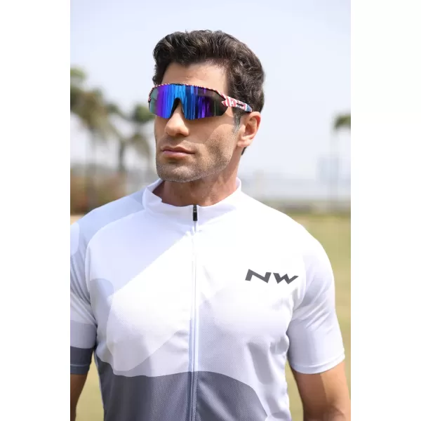 FEISEDY Sports Sunglasses for Men and Women UV400 Protection Outdoor Cycling Driving Fishing Glasses B2987001 Starsstripes Style Blue Lens