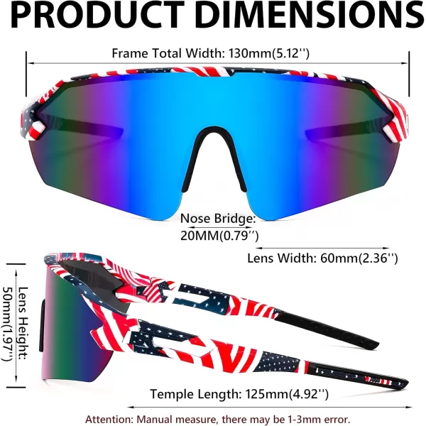 FEISEDY Sports Sunglasses for Men and Women UV400 Protection Outdoor Cycling Driving Fishing Glasses B2987001 Starsstripes Style Blue Lens