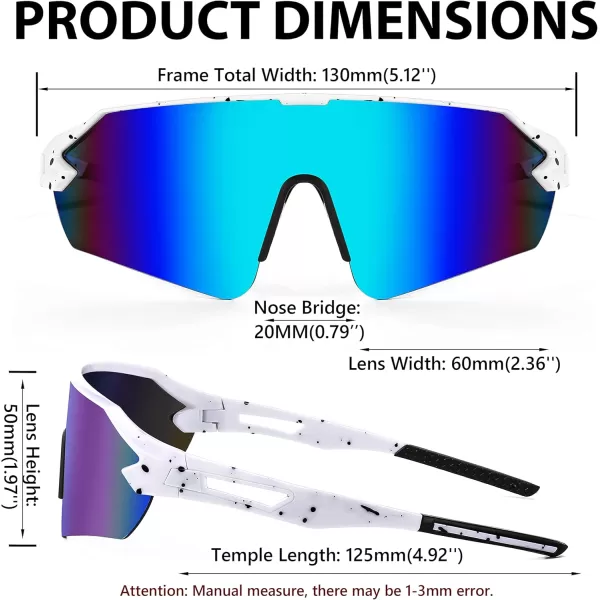 FEISEDY Sports Sunglasses for Men and Women UV400 Protection Outdoor Cycling Driving Fishing Glasses B2987002 White  Blue Lens