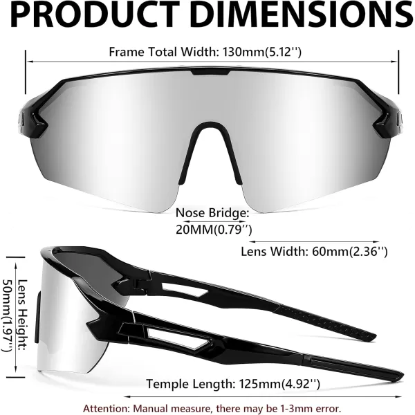 FEISEDY Sports Sunglasses for Men and Women UV400 Protection Outdoor Cycling Driving Fishing Glasses B2987004 Black  White Mirrored Lens